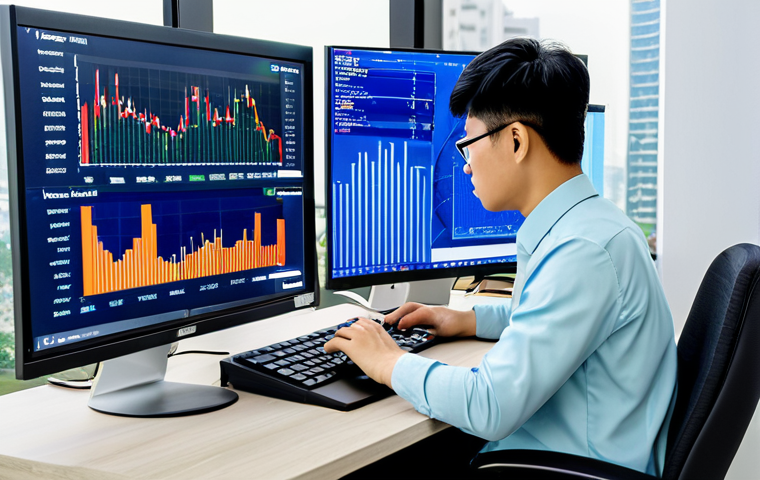 Digital Finance in Vietnam**
"A Vietnamese financial analyst, fully clothed in professional office attire, studying cryptocurrency charts on a computer screen in a modern Hanoi office. In the background, a subtle cityscape view. Safe for work, appropriate content, professional, perfect anatomy, correct proportions, well-formed hands, natural pose, high quality."
**