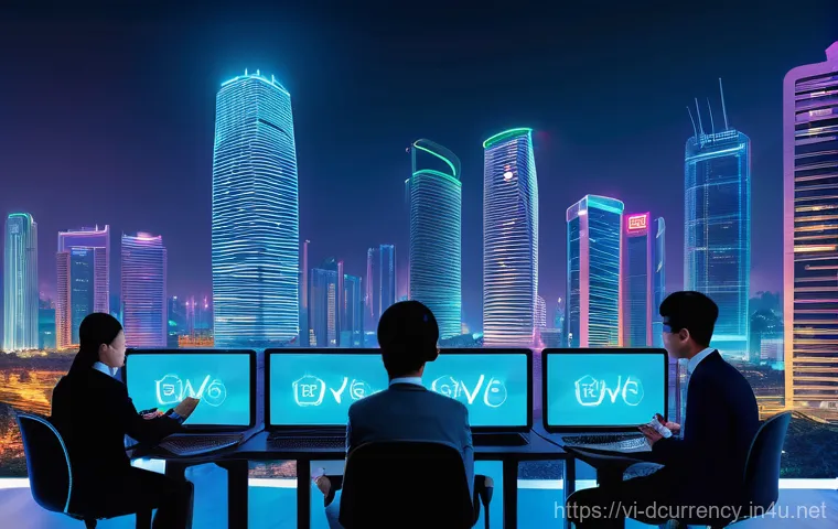 디지털화폐 사용과 국가별 규제 차이 - **Prompt: "Vibrant Digital Finance Hub in a Vietnamese Future"**
A wide-angle, futuristic city s...